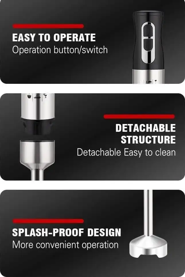 Sokany Hand Blender, 800 Watt,  Stainless Steel, Black, SK-1727-2N