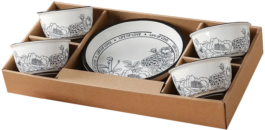 طقم بورسلين ، 5 قطع ، طبق + 4 بولة ، 25-112