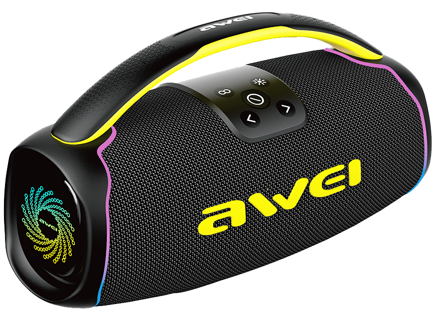 Awei Wireless Portable Speaker, Bluetooth 5.3, 6000 mAh Battery, RGB Lighting, Waterproof, Black, KA16
