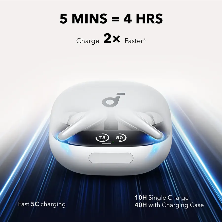 Anker Soundcore Liberty 4 Pro Noise Cancelling Earphones, Touch Control, Water Resistant, White, A3954H21