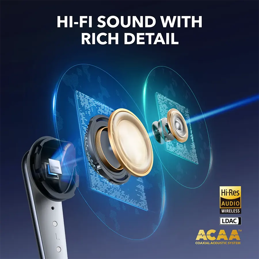 Anker Soundcore Liberty 4 Pro Noise Cancelling Earphones, Touch Control, Water Resistant, White, A3954H21