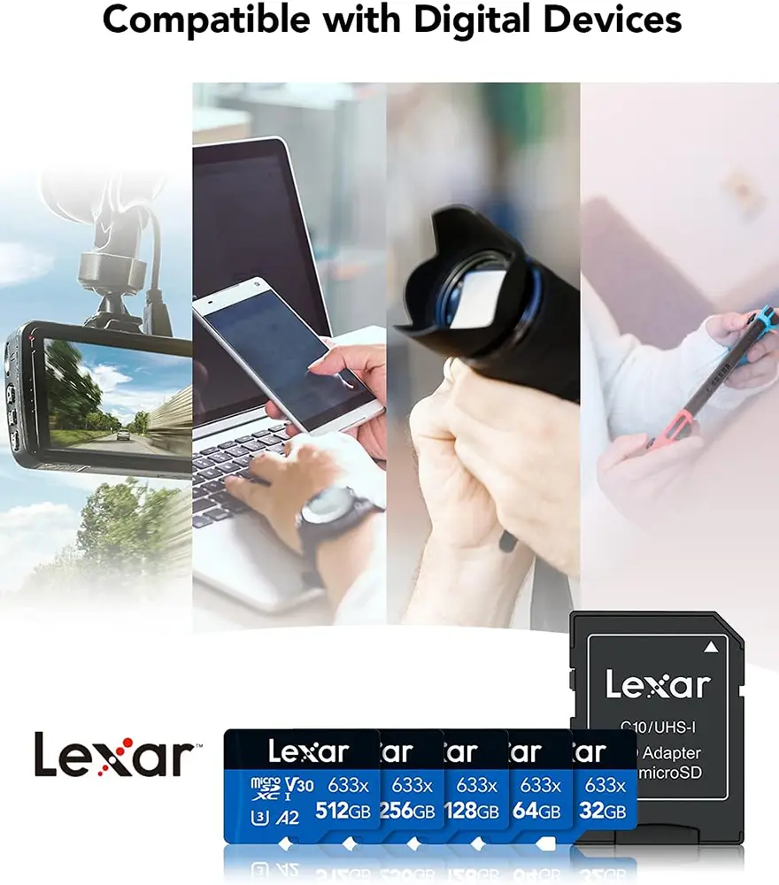 Lexar ® High-Performance Micro SDXC Card , 633X , Adapter , 128 GB , UHS-I V30 , LSDMI128BB633A