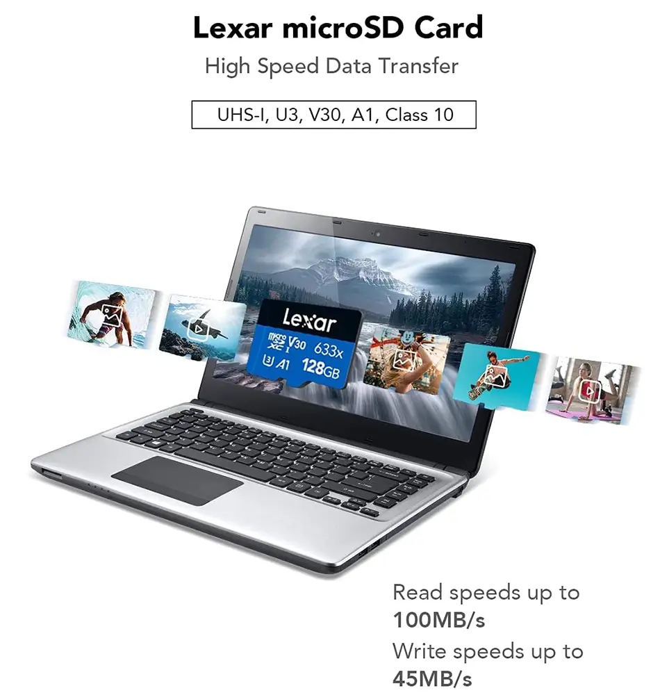 Lexar ® High-Performance Micro SDXC Card , 633X , Adapter , 128 GB , UHS-I V30 , LSDMI128BB633A