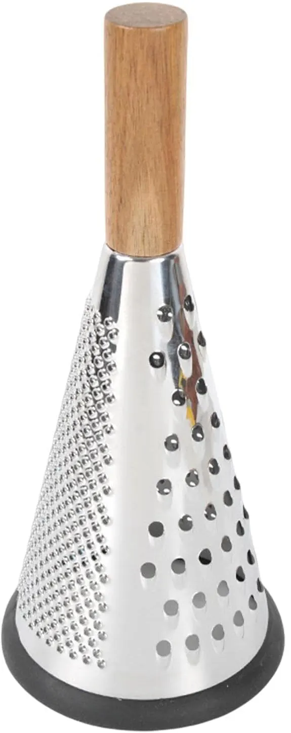 Stainless Steel Grater With Wooden Handle, Pyramid Shape, 2698