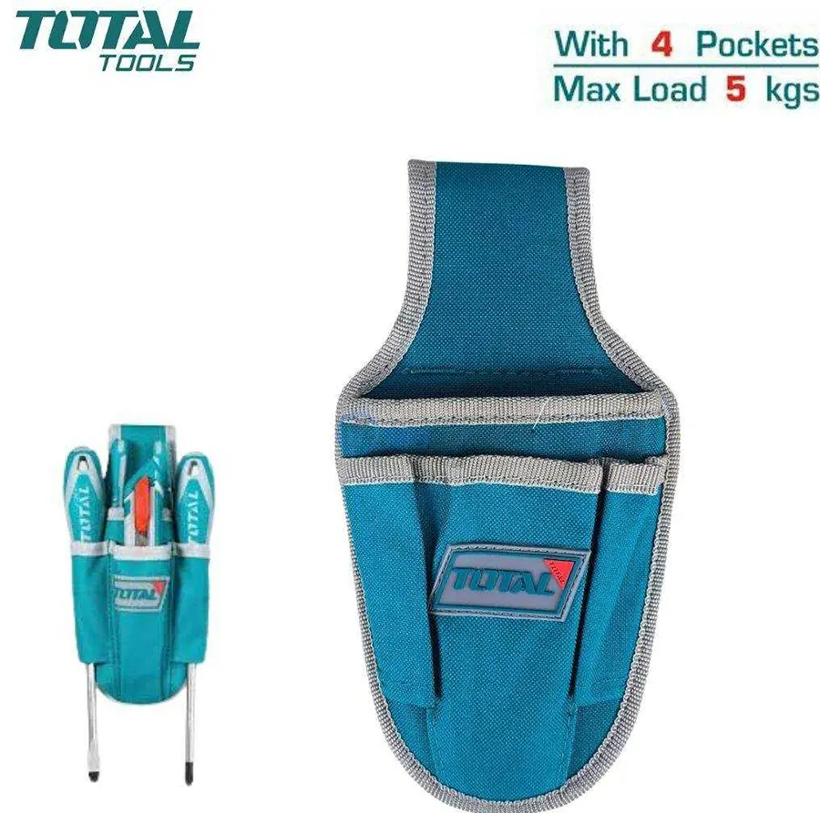 Total Tools Medium Tool Pouch, 4 Pockets, Without Strap, Blue, THT-16P4011