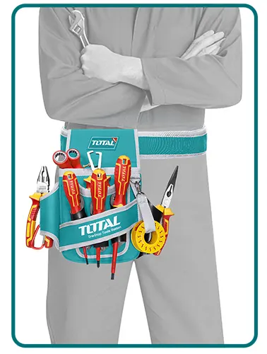 Total Tools Waist Belt, 6 Pockets, Without Strap, Blue, THT-16P5021