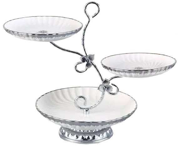 شيالة بورسلين ، 3 دور ، ابيض في اطار سيلفر ، 162-2