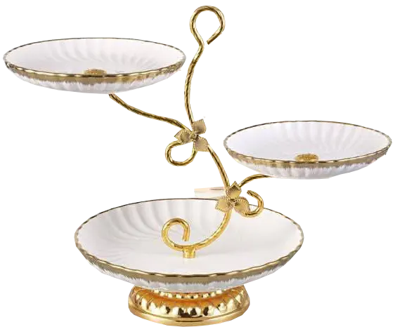 شيالة بورسلين ، 3 دور ، ابيض اطار جولد ، 162-6