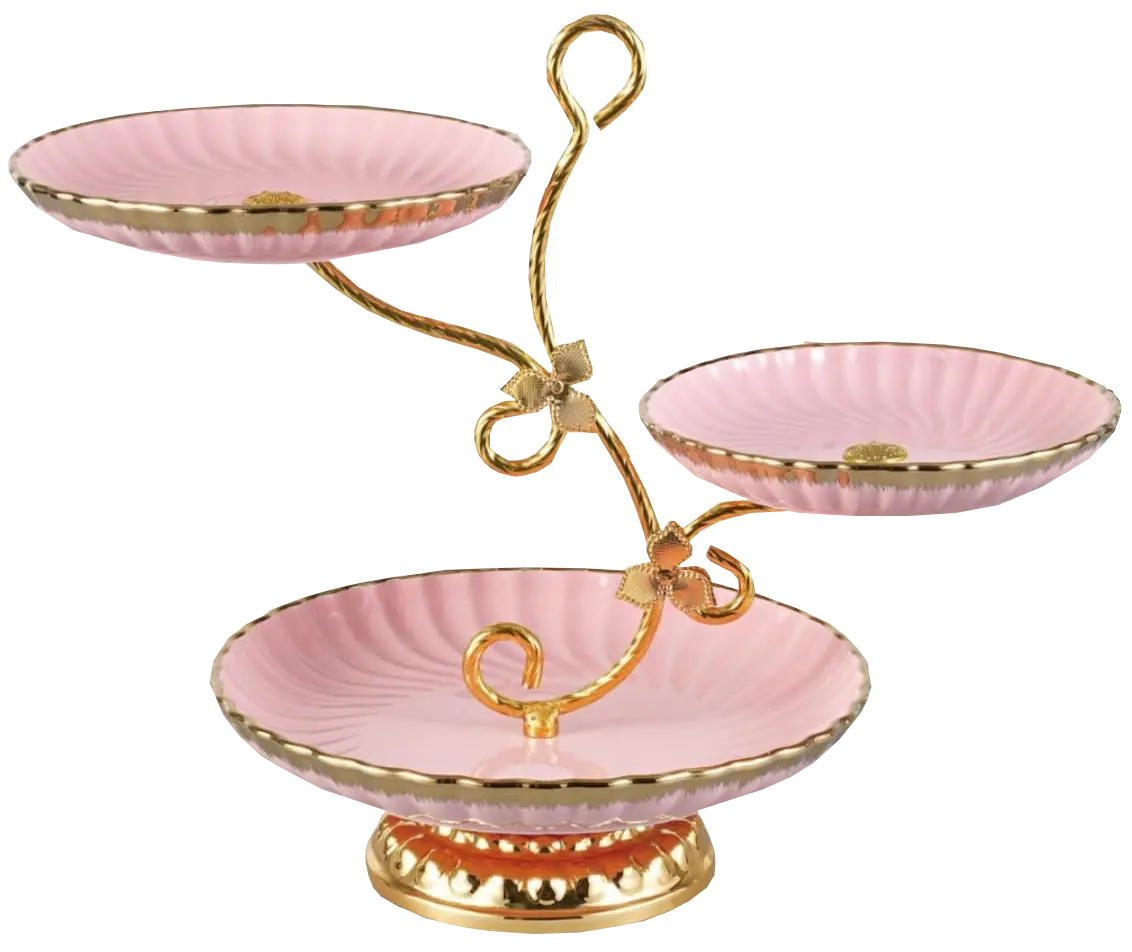 شيالة بورسلين ، 3 دور ، بينك في اطار جولد ، 162-1