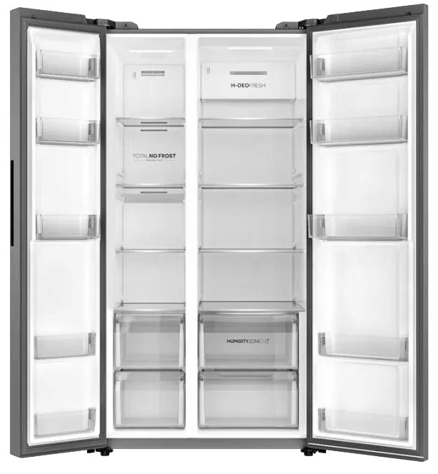 Haier Side by Side No Frost Refrigerator, 638 Liters, 2 Doors , Inverter Technology, Digital Display, Silver, HRF-768SDSM