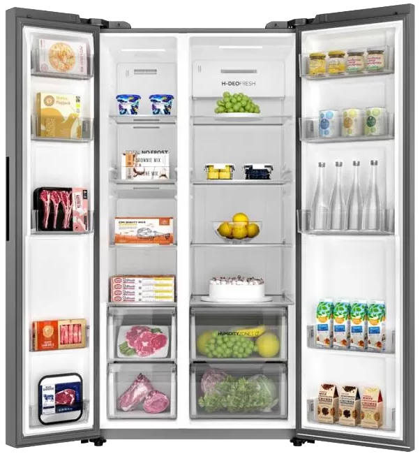 Haier Side by Side No Frost Refrigerator, 638 Liters, 2 Doors , Inverter Technology, Digital Display, Silver, HRF-768SDSM