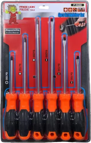 طقم مفكات من بريدى، 6 قطع، قبضة مطاطية، P9606*30-5