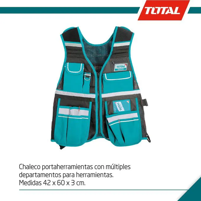Total Tools Vest , Set up to 3 kg, 12 Pockets, Blue, TTVT1601