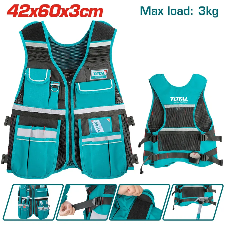 Total Tools Vest , Set up to 3 kg, 12 Pockets, Blue, TTVT1601