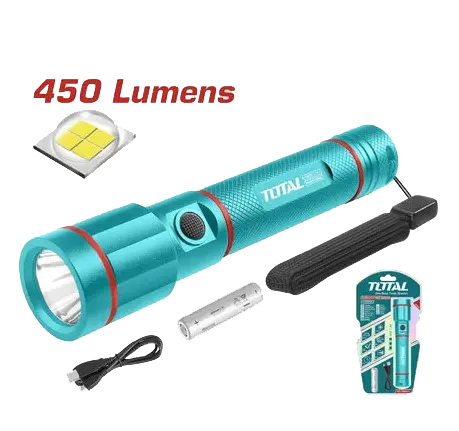 كشاف ليد شحن توتال ، بطارية 3.7 فولت ، 450 لومن ، ازرق ، TCFL1865051