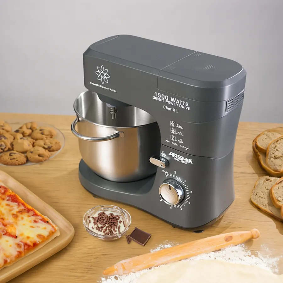 Arshia Electric Mixer, 1500 Watt, 7 Liter, Grey, SM50-3073