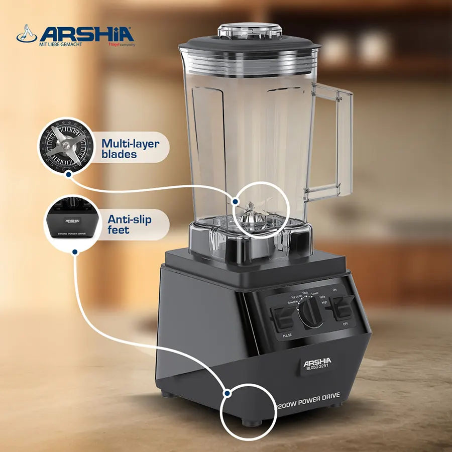 خلاط كهربائي ارشيا ، 2200 وات ، 2 لتر ، اسود ، BL050-3251