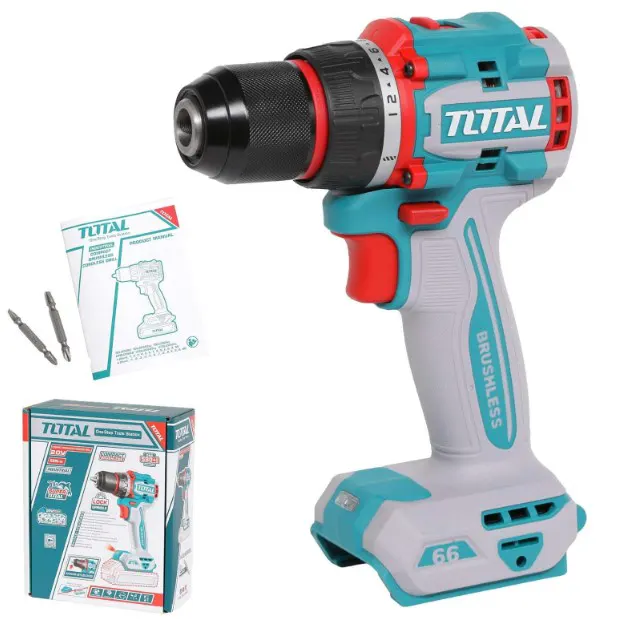 Drill Total Tools, 20V, 66N, without battery and charger, TIDLI206681