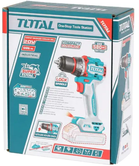 Drill Total Tools, 20V, 66N, without battery and charger, TIDLI206681