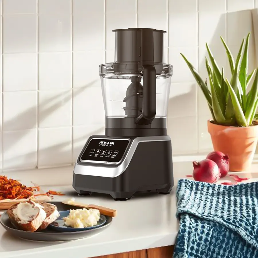 Arshia Food Processor, 1000 Watt, 2.5 Liter, 10 Functions, Black, EP050-3327