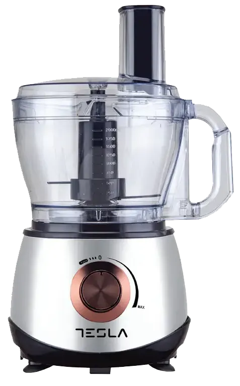 Tesla Food Processor, 800 Watts, 2 Liter Bowl, 34 Functions, Stainless Steel Body, Silver , TSL-FP100