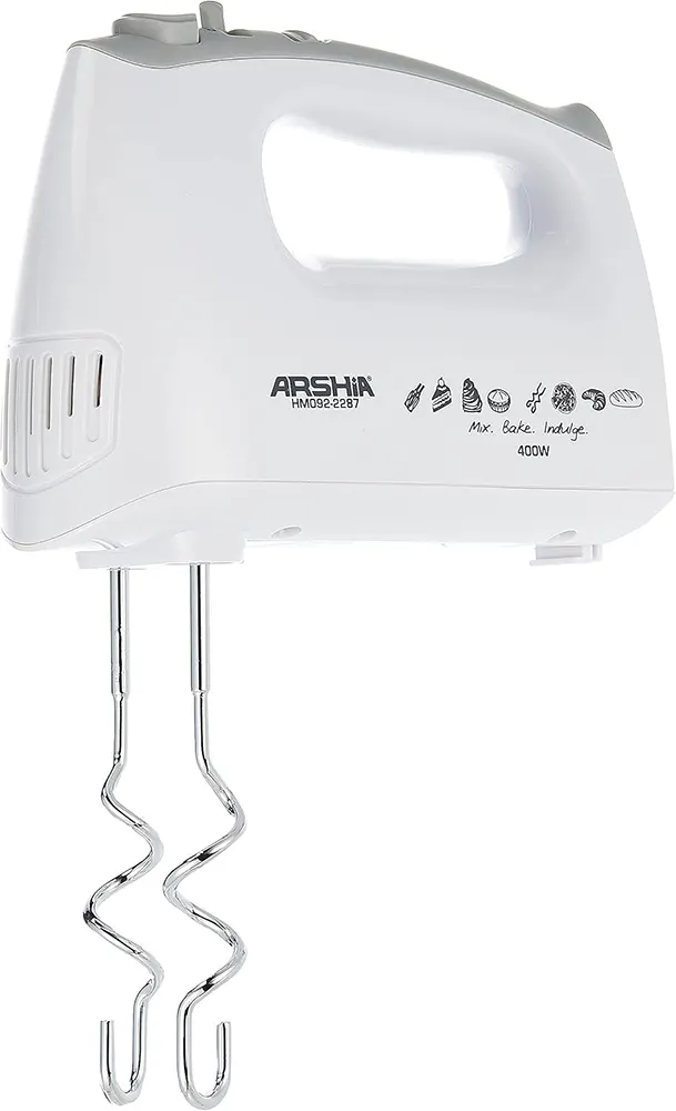 Arshia Electric Egg Beater, 400 Watts, 5 Speeds, White, HM 092-2287