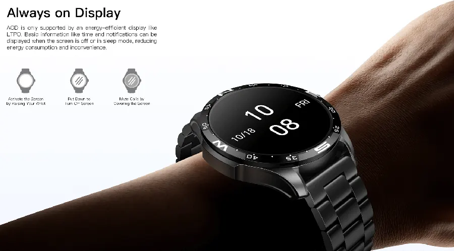 ساعة كيسليكت Actor Leading الذكية، شاشة LTPO مقاس 1.6 بوصة، تدعم gps، بلوتوث 5.3، مقاومة للماء 5 ATM، أسود