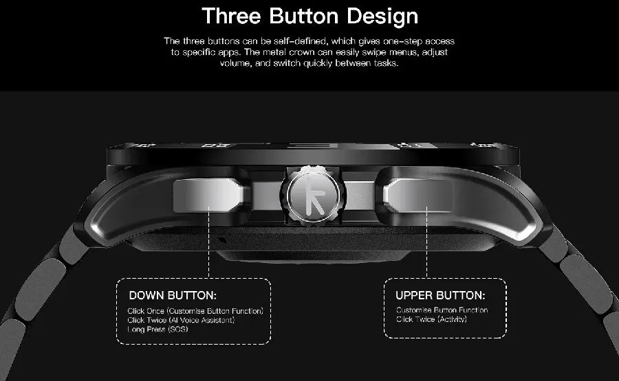 ساعة كيسليكت Actor Leading الذكية، شاشة LTPO مقاس 1.6 بوصة، تدعم gps، بلوتوث 5.3، مقاومة للماء 5 ATM، أسود