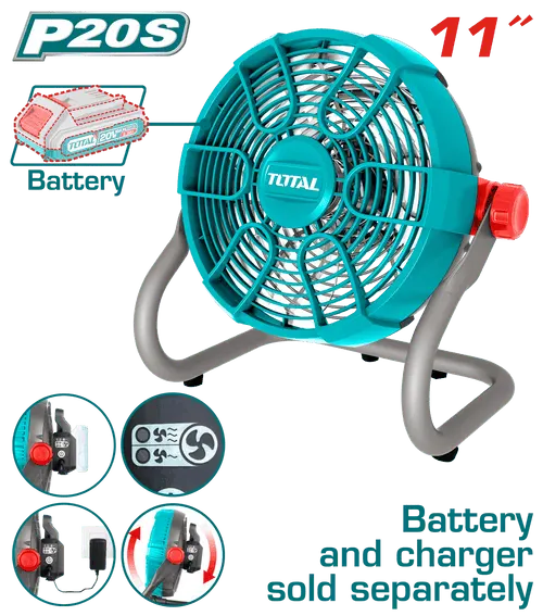 Total Tools 11-inch, 20-volt fan, without battery and charger, TFALI2002