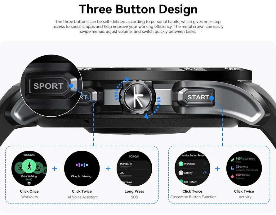 ساعة كيسليكت Actor Ultra الذكية، شاشة LTPO أموليد، مقاس 1.6 بوصة، تدعم gps، بلوتوث 5.3، مقاومة للماء 5 ATM، أسود