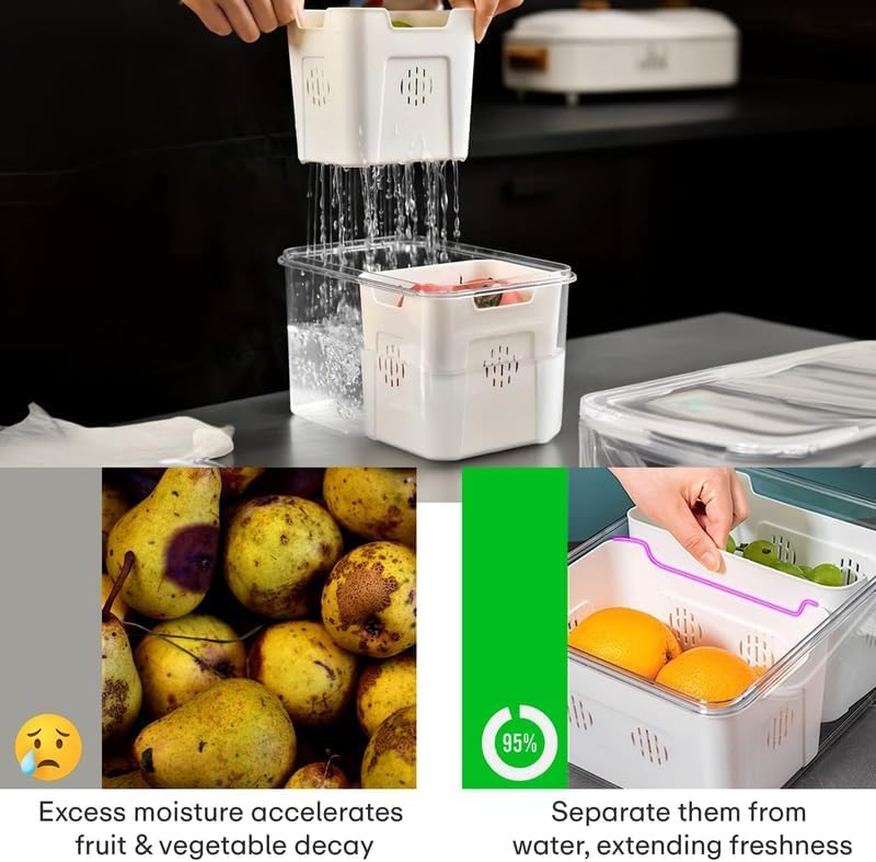 علبة  ثلاجة اكريلك مقسمة ، بيج ،  14-159