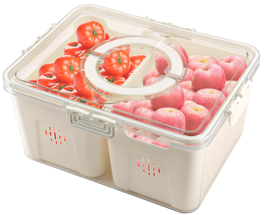 علبة ثلاجة اكريلك مقسم ، بيج ، 14-163