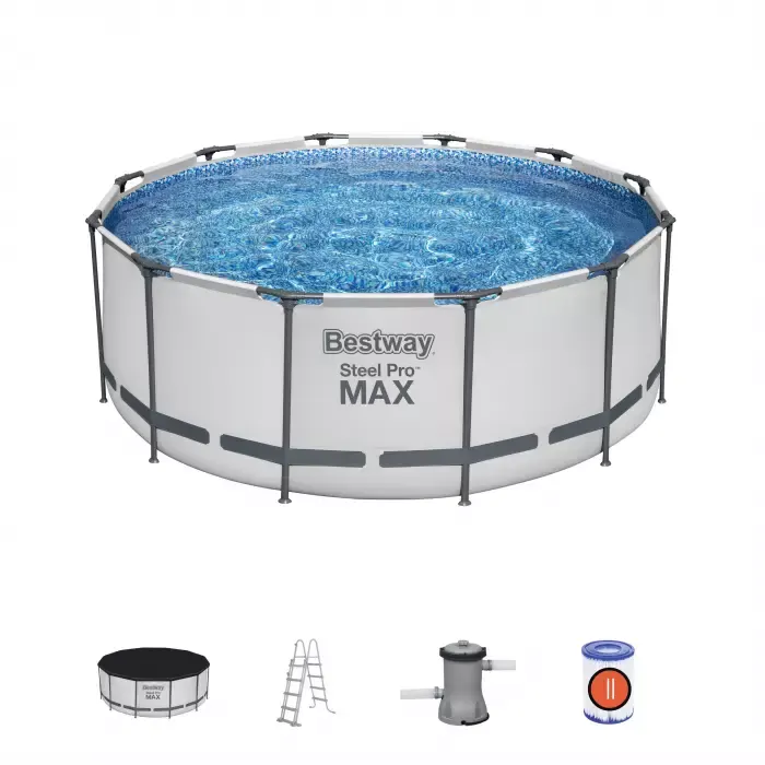 Bestway Steel Pro Round Pool, 366 x 122 cm, Metal Legs, with Filter, Ladder and Cover, 56420