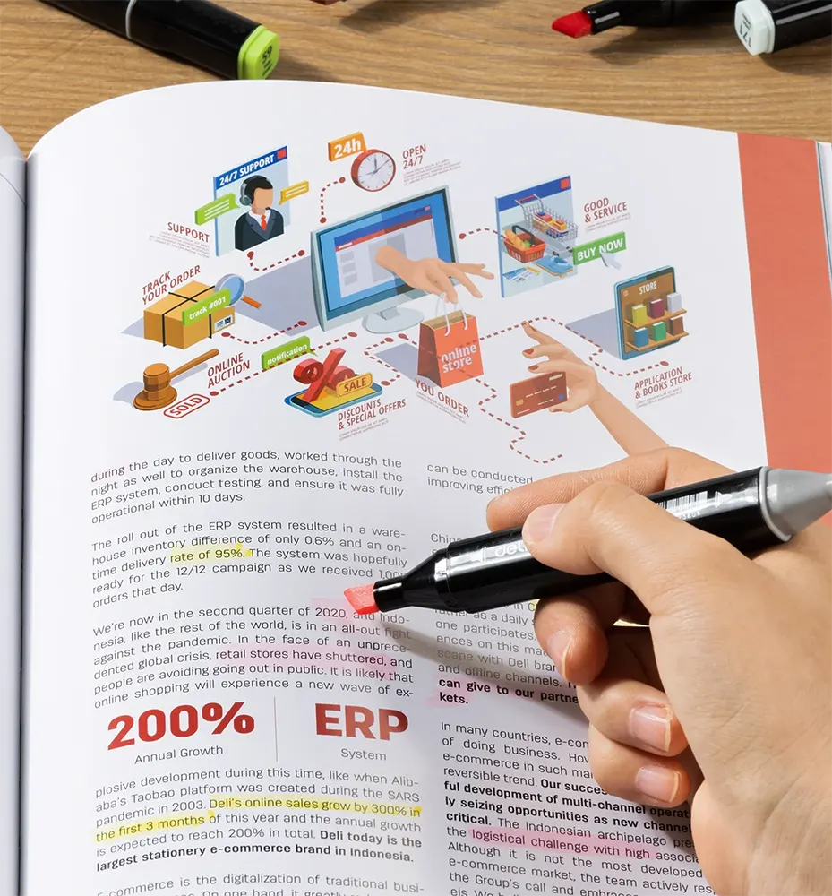 Deli Dual Tip Chisel & Regular Marker Pen, Assorted Colors, 70806