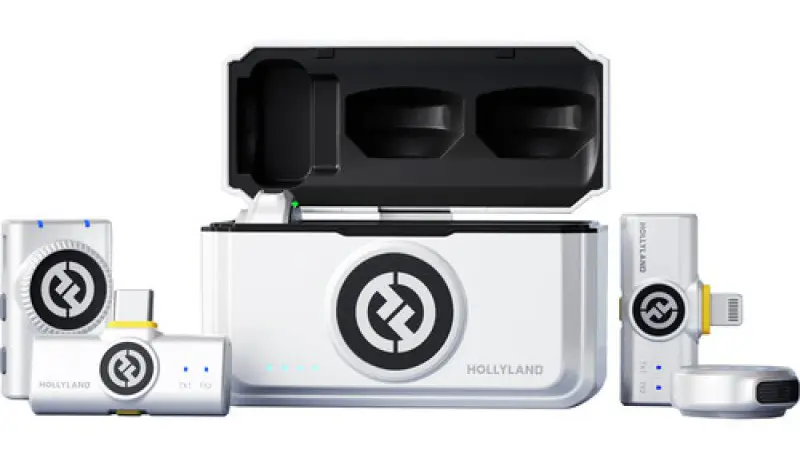 Hollyland Lark M2 Wireless Combo Microphone, Omnidirectional, Environmental Noise Cancelling, LED Indicator, 300m Connection Range, White