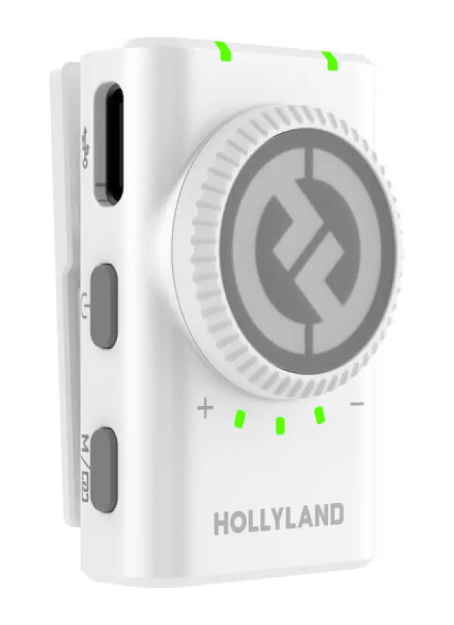 Hollyland Lark M2 Wireless Combo Microphone, Omnidirectional, Environmental Noise Cancelling, LED Indicator, 300m Connection Range, White