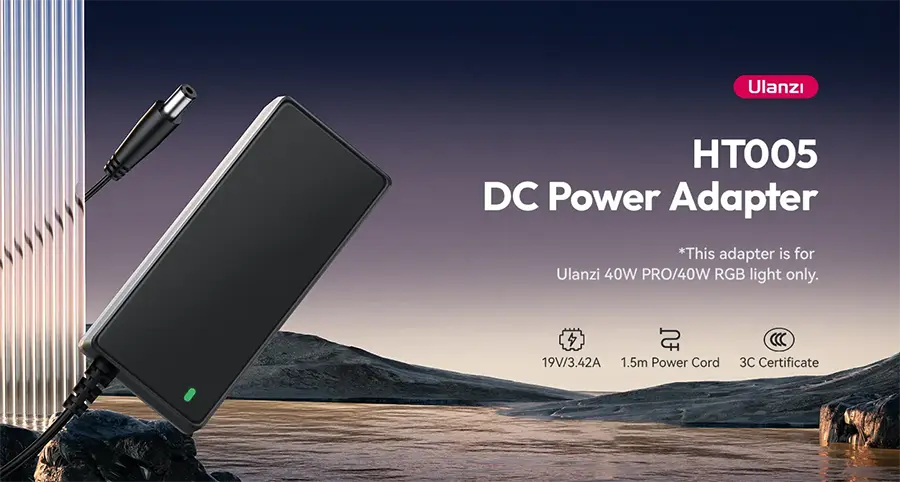 ULANZI HT005 Power Adapter, 3.42A, 19V, Total Cable Length 2.7m, Black, L075