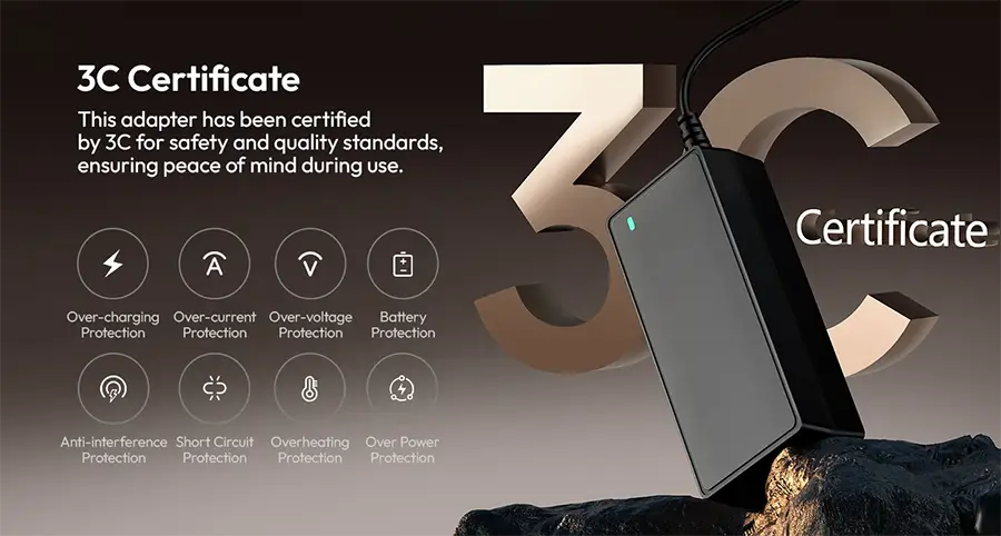 محول طاقة اولانزي HT005 ، قوة 3.42 أمبير، 19 فولت، الطول الإجمال للكابل 2.7 متر، اسود، L075