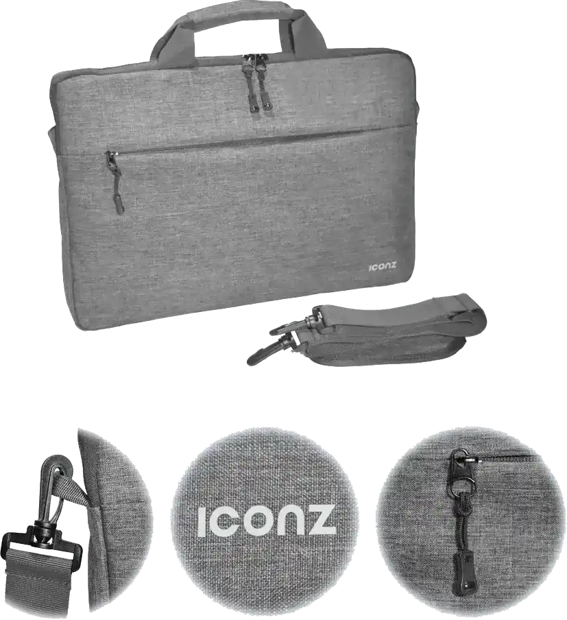 Iconz Laptop Shoulder Bag, 15.6 Inch, Nylon, Light Grey, 3038