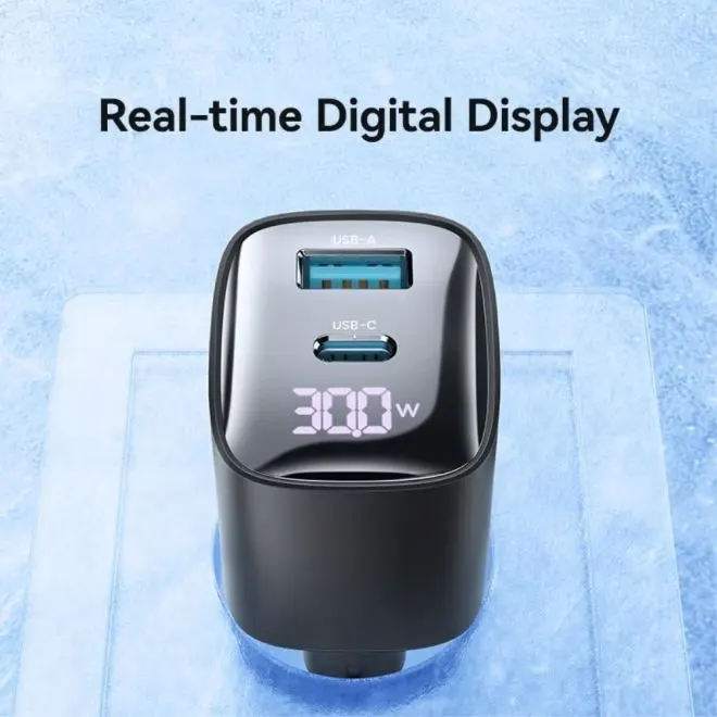 شاحن حائط من يوسامز سلسلة xc، شحن سريع 30 وات، شاشة ديجيتال، 2 منفذ شحن، أسود، CC229-TC02