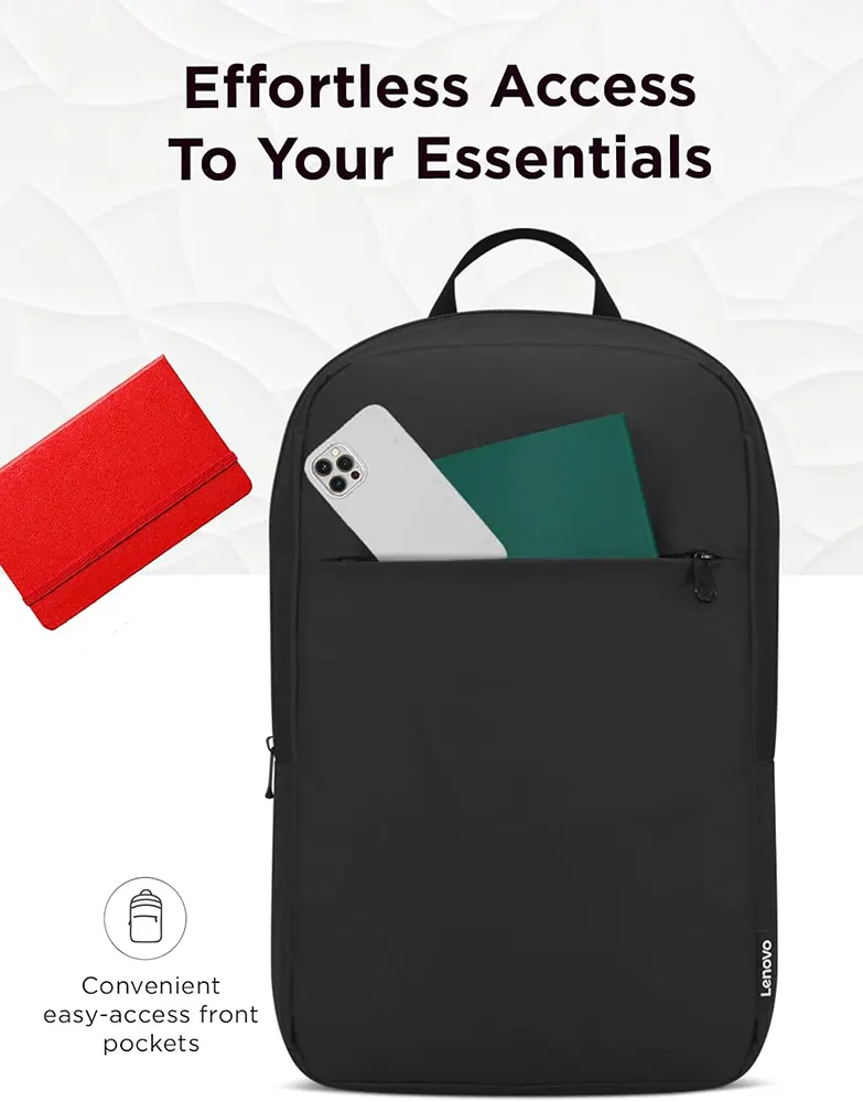 شنطة ظهر لاب توب لينوفو ، مقاس 15.6 بوصة ، مقاومة للماء ، أسود ، B215