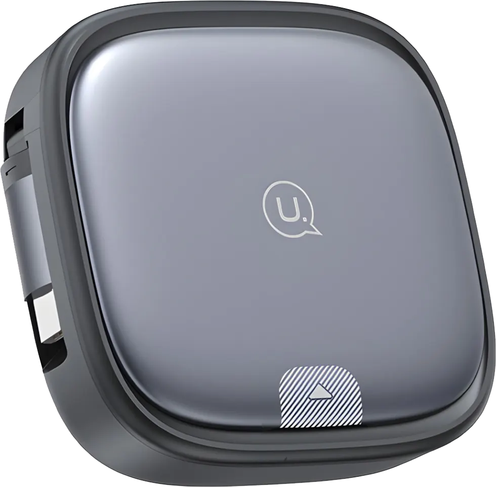 كابل شحن ونقل بيانات من يوسامز U87، شحن سريع 60 وات، 6 في 1، كابل قابل للتمدد 90 سم، علبة تخزين، أسود، US-SJ650