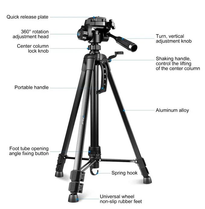 ترايبود دابليو- تي ، لتصوير الكاميرا ، المونيوم ، اسود ، 3520