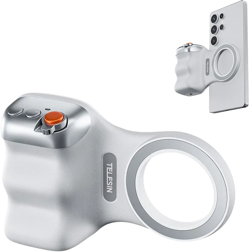 حامل موبايل تيليسين فان شوت مجناتيك ، مع مفتاح تحكم في الكاميرا ، أبيض
