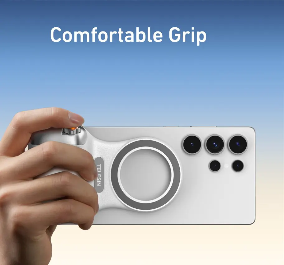 حامل موبايل تيليسين فان شوت مجناتيك ، مع مفتاح تحكم في الكاميرا ، أبيض