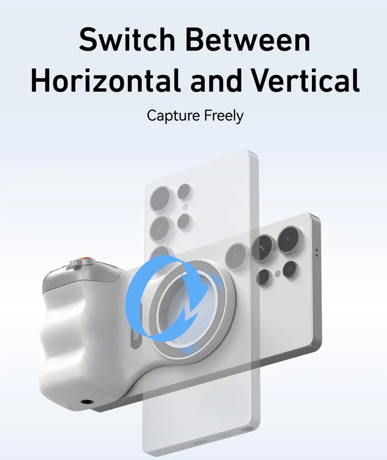 حامل موبايل تيليسين فان شوت مجناتيك ، مع مفتاح تحكم في الكاميرا ، أبيض