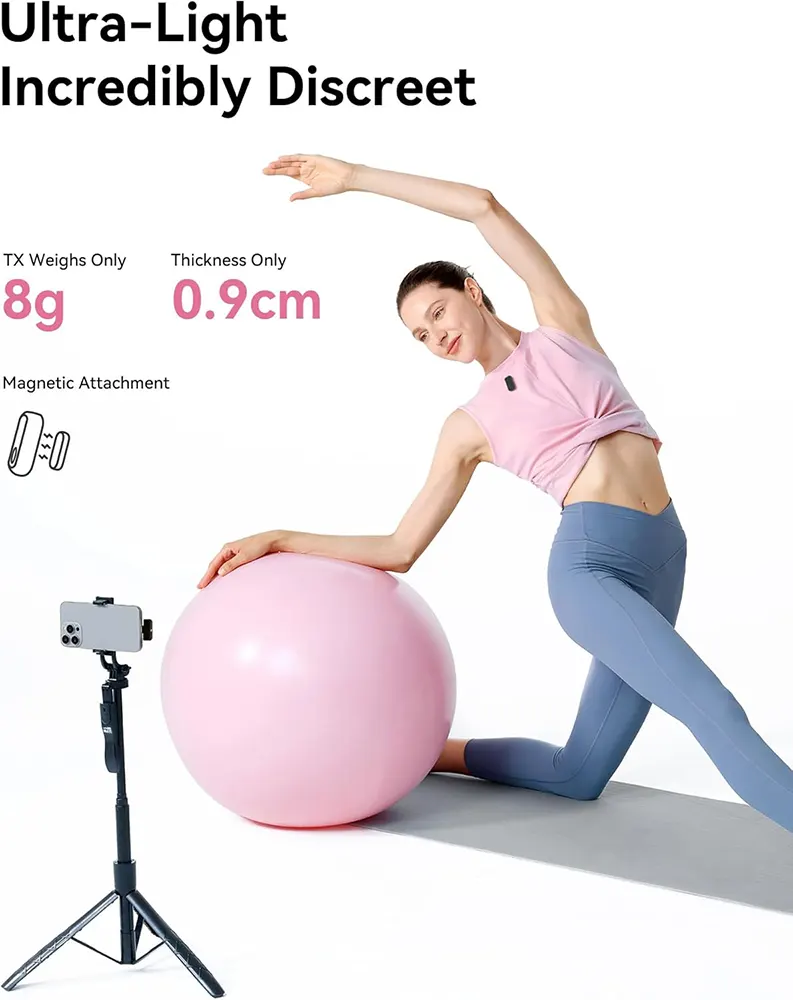 Holyland Lark A1 Wireless Combo Microphone, Intelligent Noise Cancellation, 2 Receivers with USB-C and Lightning Ports, Black