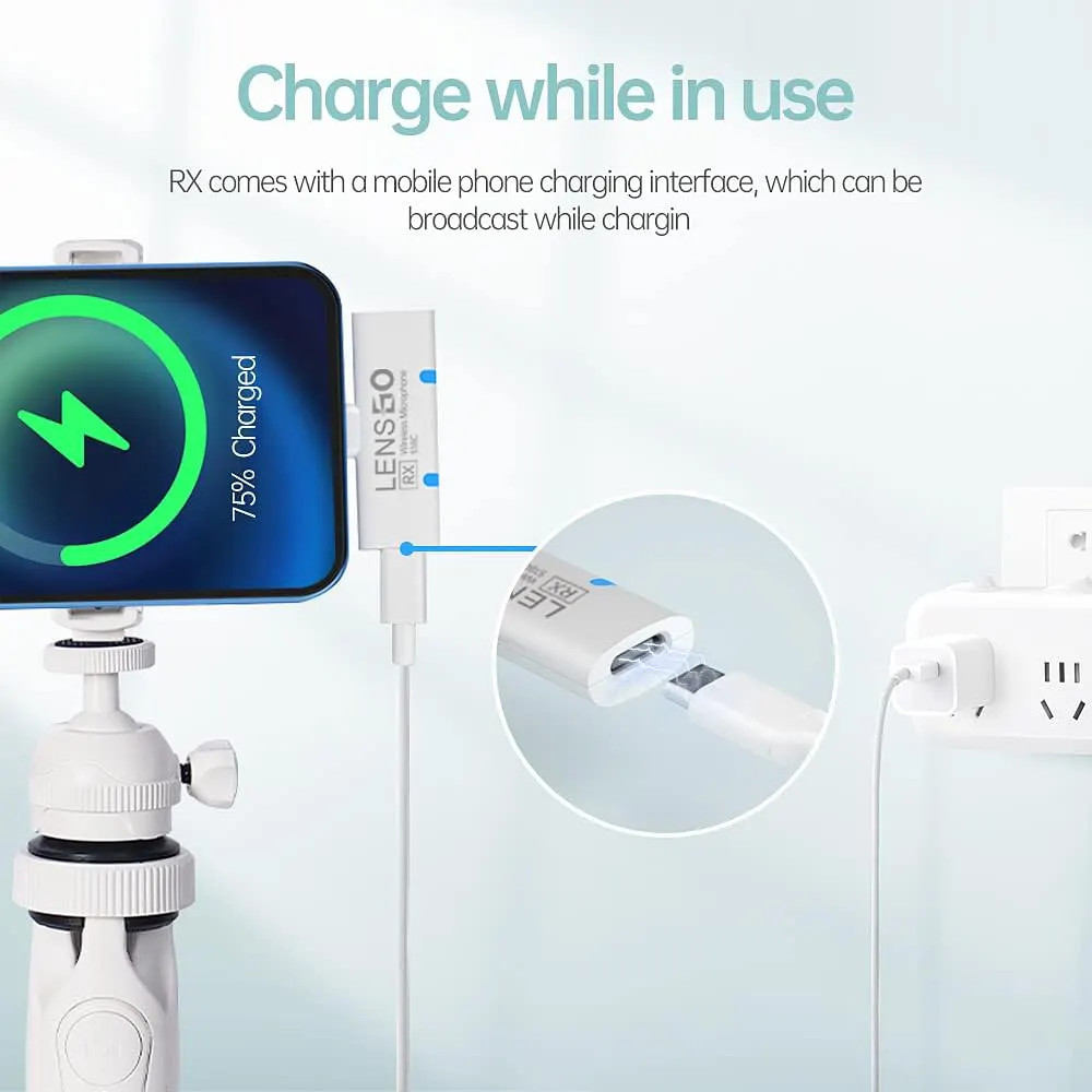 ميكروفون وايرليس لينز جو ، مدى توصيل يصل إلى 100 متر ، منفذ Type C ، الوان متعددة ، 518C