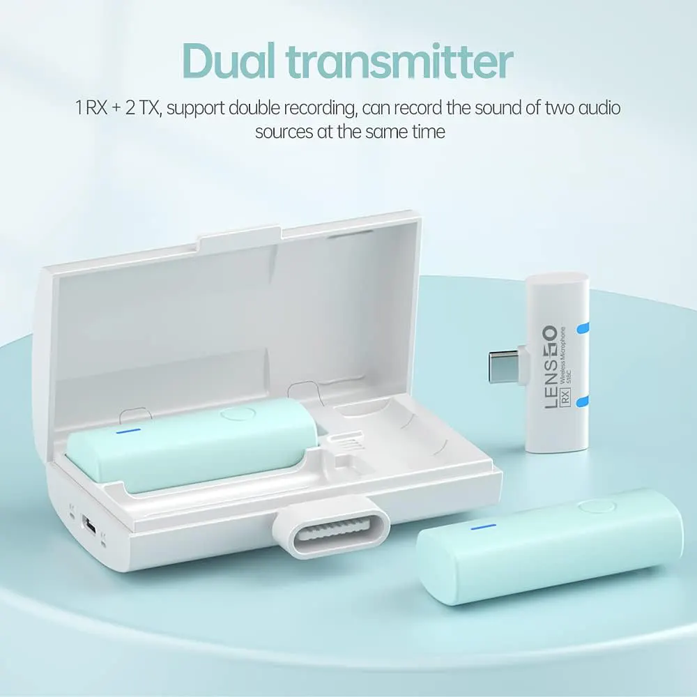 ميكروفون وايرليس لينز جو ، مدى توصيل يصل إلى 100 متر ، منفذ Type C ، الوان متعددة ، 518C