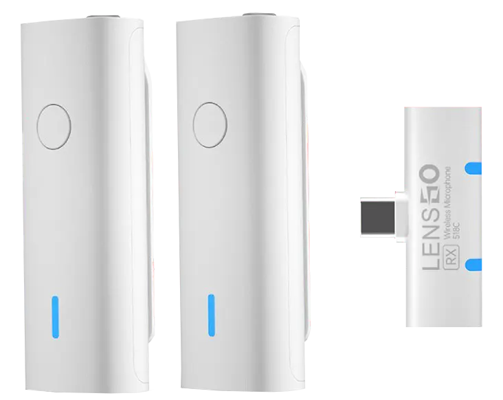 ميكروفون وايرليس لينز جو ، مدى توصيل يصل إلى 100 متر ، منفذ Type C ، الوان متعددة ، 518C